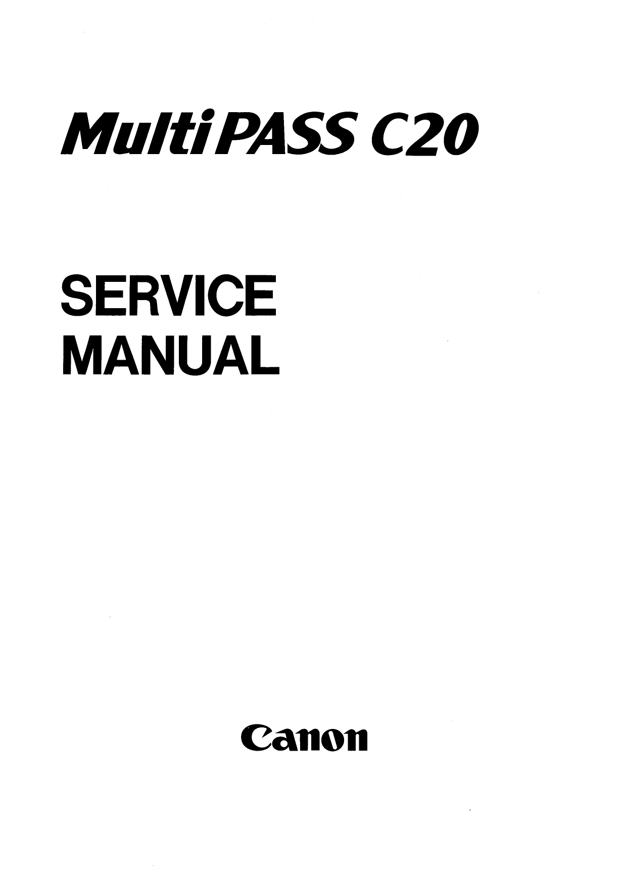 Canon FAX MultiPass-C20 Parts and Service Manual-1